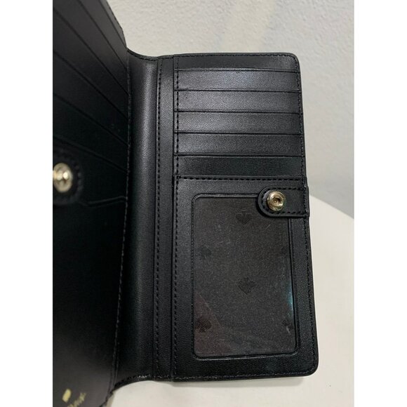 SOLD***Kate Spade Bifold Slim Wallet Black Snap Closure - Picture 7 of 11